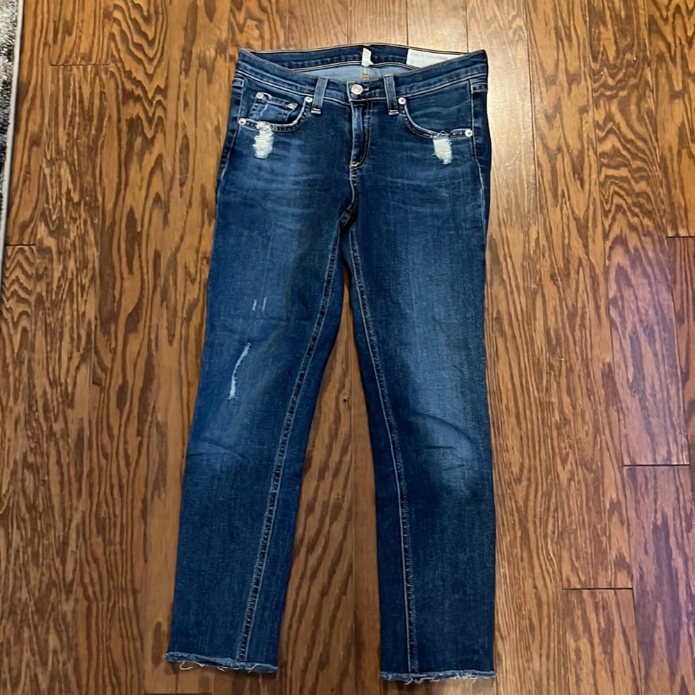 Rag and bone distressed skinny ankle length cropped